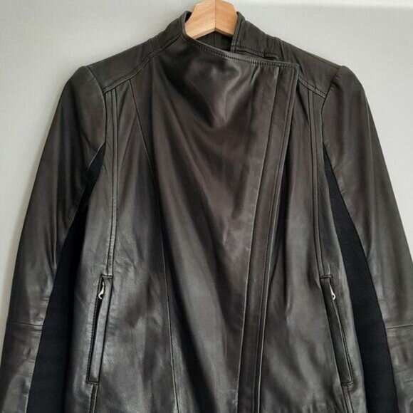 TROUVE Genuine Leather Moto Jacket Side Zip Black Sz XS - Picture 4 of 16